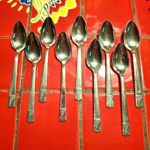 Silverplate Demitasse Spoons, "Caprice" 1937 Art Deco Nobility Silverplate Set 9